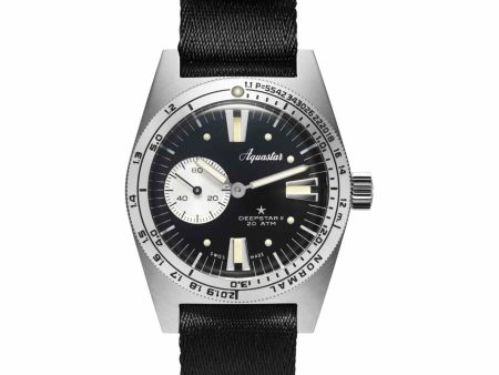 Aquastar Deepstar II Vintage Black Nylon Wristwatch on Sale