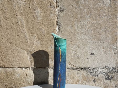 Bamboo Vase - Blue & Gold For Discount